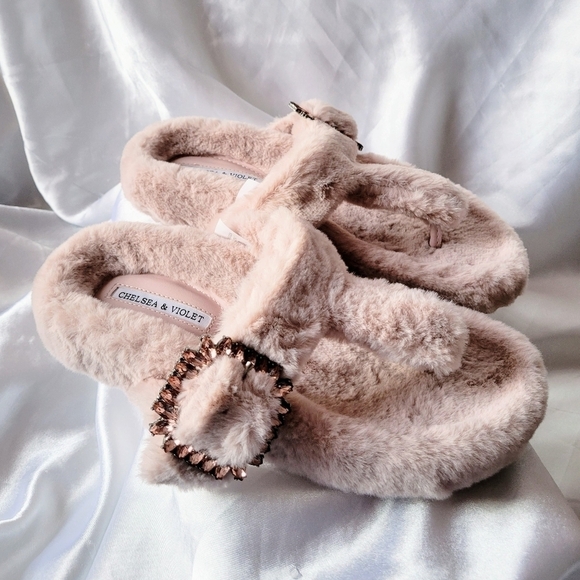 Chelsea & Violet Faux Fur Slipper Pink Size 9 - Picture 4 of 7